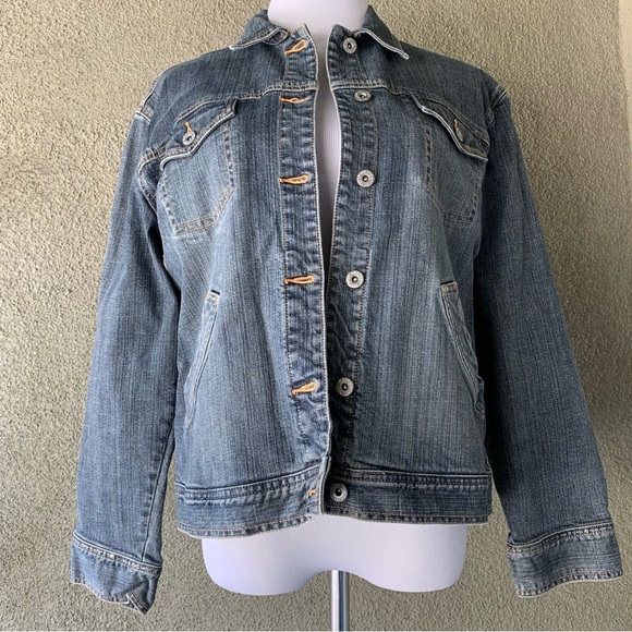 “Chico’s” Denim Jean Jacket with Rhinestones size 12 - Picture 2 of 12